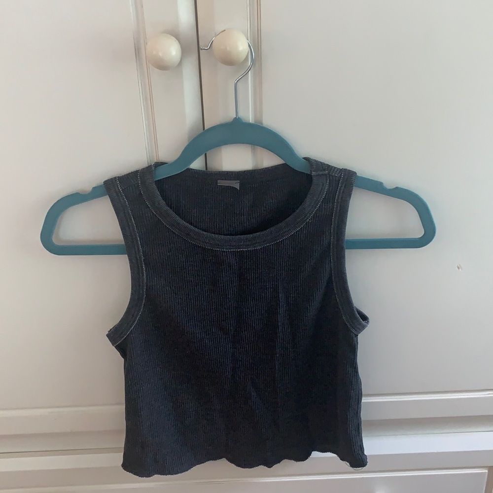Vanilla Sky Grey-Black Crop Tank Top